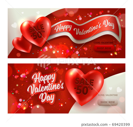 Happy Valentine Day Sale Promotion Banner Discount Happy Valentine Day Sale Promotion Banner Discount 69420399