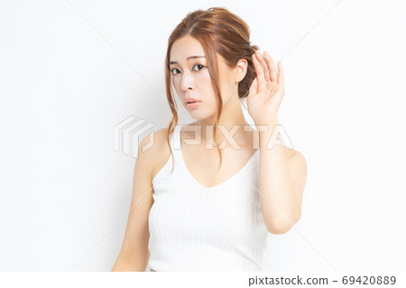 Young woman listening Young woman listening 69420889