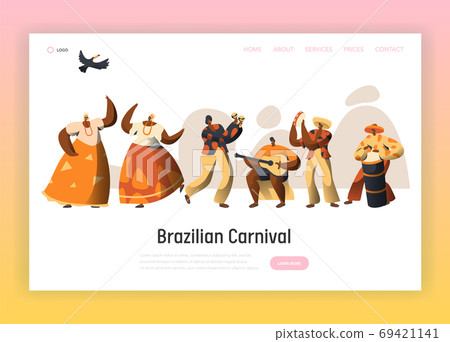 Brazilian Carnival Character Landing Page. Woman 69421141