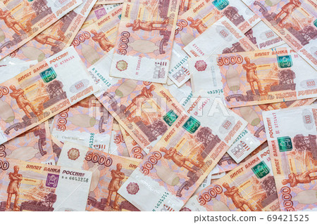 Background from five thousandth Russian paper notes 69421525