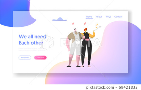 Cute Cheerful Man and Woman Take Selfie Togethe Cute Cheerful Man and Woman Take Selfie Togethe 69421832