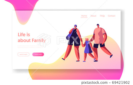 Happy Family on Shopping Landing Page. Mother Happy Family on Shopping Landing Page. Mother 69421902