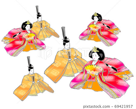 Hina doll illustration set Hina doll illustration set 69421957