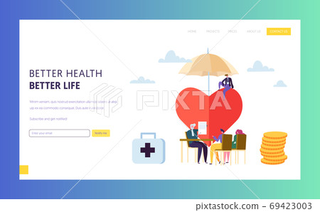 Family Health Insurance Policy Sign Landing Page Stock Illustration 69423003 Pixta