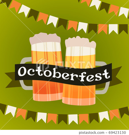 beer festival Oktoberfest party celebration concept lettering greeting card or flyer horizontal banner or poster 69423130