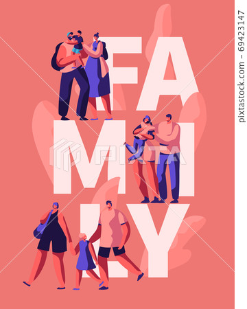 Happy Family Motivation Typography Banner Happy Family Motivation Typography Banner 69423147