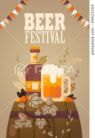 beer festival Oktoberfest party celebration concept lettering greeting card or flyer vertical banner or poster beer festival Oktoberfest party celebration concept lettering greeting card or flyer vertical banner or poster 69423164