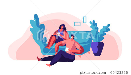 Lovers Couple Relax at Weekend. Man and Woman Lovers Couple Relax at Weekend. Man and Woman 69423226