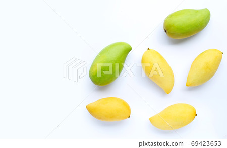 Top view of mango on white background. Top view of mango on white background. 69423653