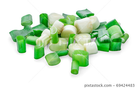 Chopped green onion isolated on white background Chopped green onion isolated on white background 69424483