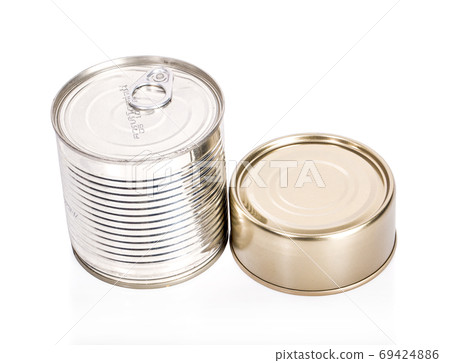 empty tin cans on white background empty tin cans on white background 69424886