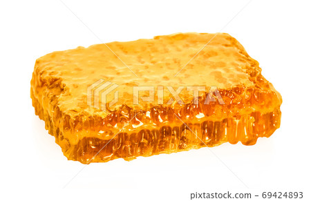 Honeycomb piece. Honey slice isolated on white background. Honeycomb piece. Honey slice isolated on white background. 69424893