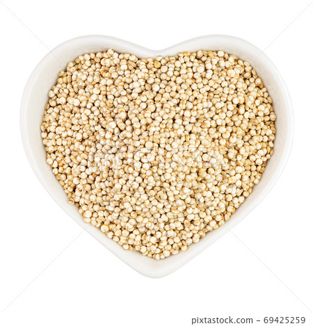 quinoa in heart shaped plate quinoa in heart shaped plate 69425259