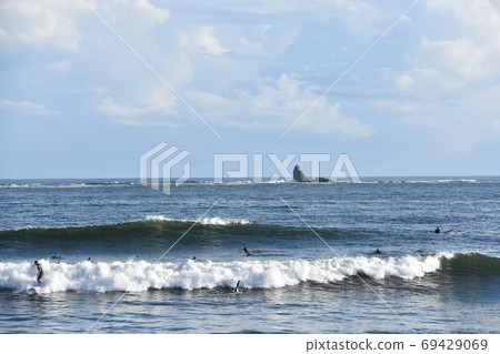 Eboshi Rock and Surfer Summer Chigasaki Coast 69429069