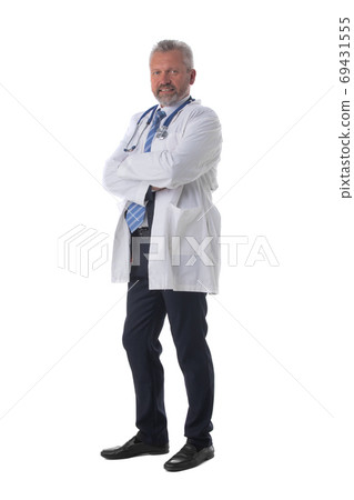 Male doctor isolated on white 69431555