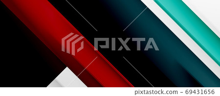 Geometric abstract backgrounds with shadow lines, modern forms, rectangles, squares and fluid gradients. Bright colorful stripes cool backdrops 69431656