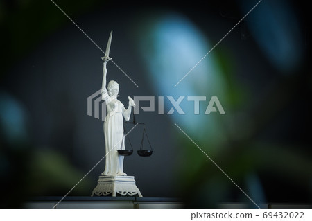 White Themis Statue Justice Scales Law Lawyer Business Concept. White Themis Statue Justice Scales Law Lawyer Business Concept. 69432022