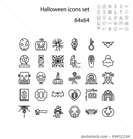 Collection of halloween silhouettes icon. Ghost or Monster. Demo Collection of halloween silhouettes icon. Ghost or Monster. Demo 69432284