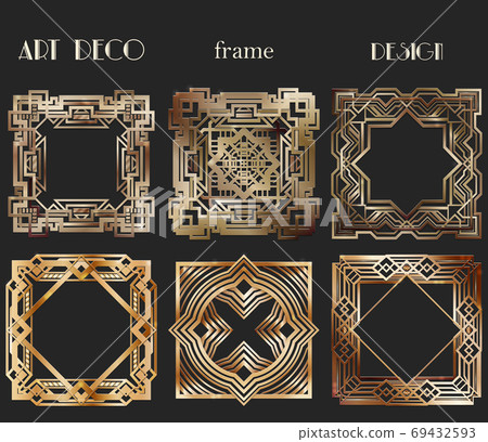 Art deco frame template for wedding invitation card. Set designs. 69432593