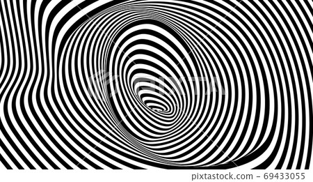 Opt Art style background. Volume of Black and white strips or lines optical horizontal illusion. Opt Art style background. Volume of Black and white strips or lines optical horizontal illusion. 69433055