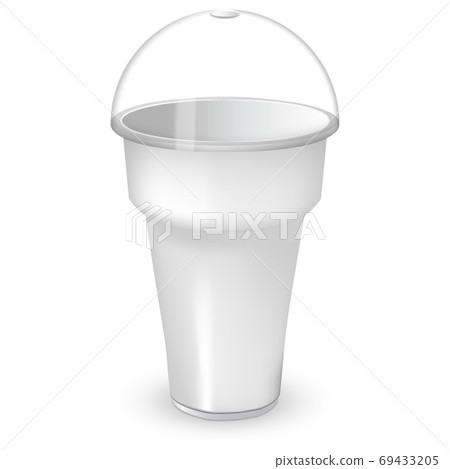 Ice Coffee In Plastic Cup Isolated On White Background Stock Photo