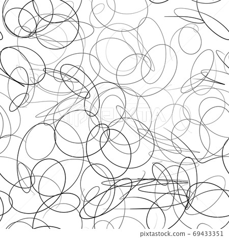 Black and white doodle seamless pattern. Monochrome repeating school background. 69433351