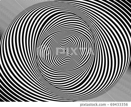 Background in the style of Opt Art. Endless black and white swirling stripes. 69433356