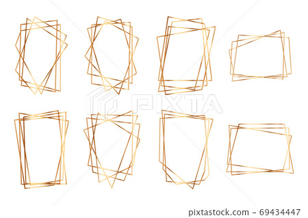 Geometrical polyhedron. Gold frame - Stock Illustration [69434447] - PIXTA