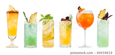Isolated various cocktails collage menu design Isolated various cocktails collage menu design 69434619