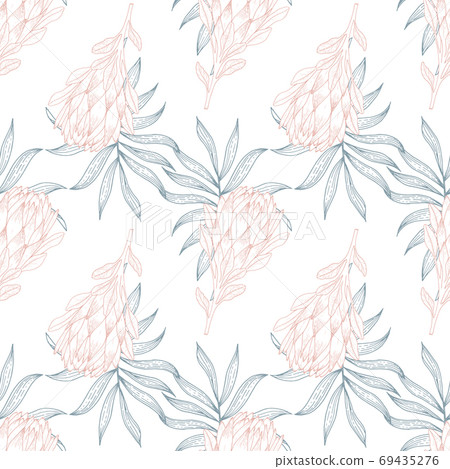 Abstract seamless pattern with leaves. Vector template. Abstract seamless pattern with leaves. Vector template. 69435276