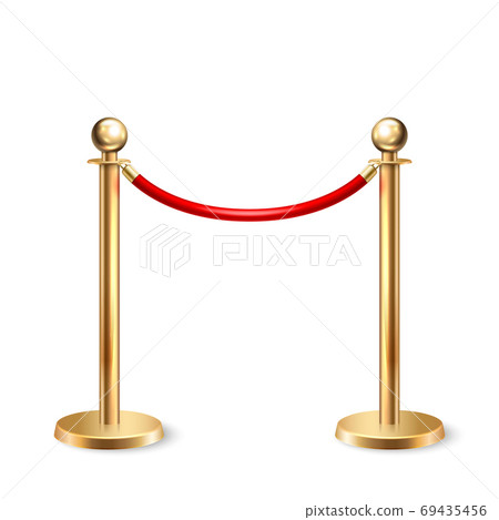 Vector 3d Realistic Fence for the Red Carpet Closeup Isolated on White Background. Red Barrier Rope. Golden pole. Front View. Luxury, VIP concept. Equipment for Events Vector 3d Realistic Fence for the Red Carpet Closeup Isolated on White Background. Red Barrier Rope. Golden pole. Front View. Luxury, VIP concept. Equipment for Events 69435456