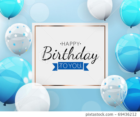 Happy Birthday Background with Balloons. Vector Illustration 69436212