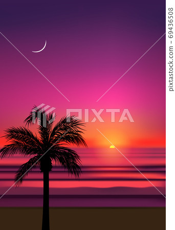 Summer Tropical Beach Background With Palms Stock Illustration 69436508 Pixta