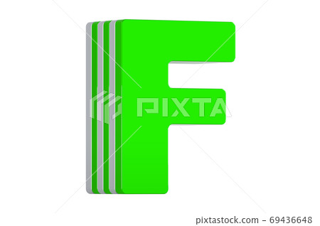 Green Letter F, layered font. 3D rendering Green Letter F, layered font. 3D rendering 69436648