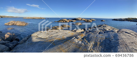 Rocky Bay and islands of Saint Lawrence Estuary in Riviere-au-Tonnerre area, Cote-Nord, Quebec Rocky Bay and islands of Saint Lawrence Estuary in Riviere-au-Tonnerre area, Cote-Nord, Quebec 69436786