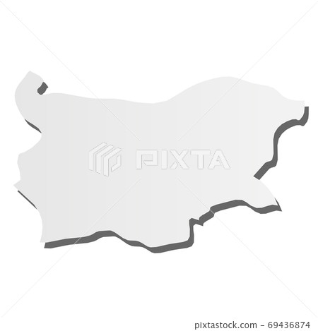 Bulgaria - grey 3d-like silhouette map of country area with dropped shadow. Simple flat vector illustration 69436874