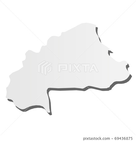 Burkina Faso - grey 3d-like silhouette map of country area with dropped shadow. Simple flat vector illustration Burkina Faso - grey 3d-like silhouette map of country area with dropped shadow. Simple flat vector illustration 69436875