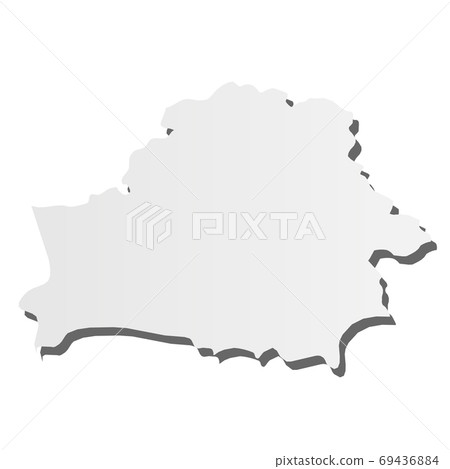 Belarus - grey 3d-like silhouette map of country area with dropped shadow. Simple flat vector illustration 69436884