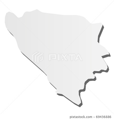 Bosnia and Herzegovina - grey 3d-like silhouette map of country area with dropped shadow. Simple flat vector illustration Bosnia and Herzegovina - grey 3d-like silhouette map of country area with dropped shadow. Simple flat vector illustration 69436886