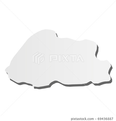 Bhutan - grey 3d-like silhouette map of country area with dropped shadow. Simple flat vector illustration 69436887
