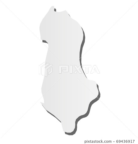 Albania - grey 3d-like silhouette map of country area with dropped shadow. Simple flat vector illustration 69436917