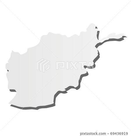 Afghanistan - grey 3d-like silhouette map of country area with dropped shadow. Simple flat vector illustration 69436919
