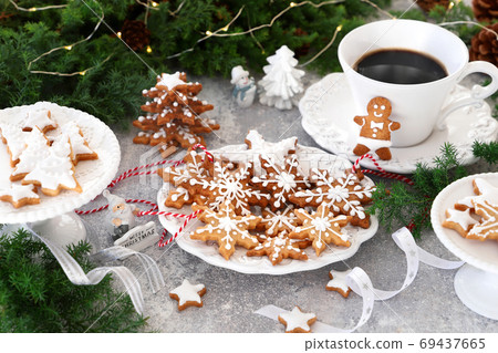 christmas cookies with coffee