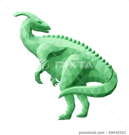 Low poly art with green stylized dinosaur 69438501