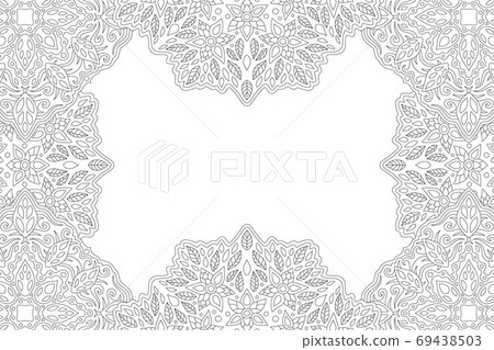 Art for adult coloring book with floral border 69438503