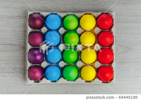 Easter festive multicolor eggs carton Easter festive multicolor eggs carton 69440180