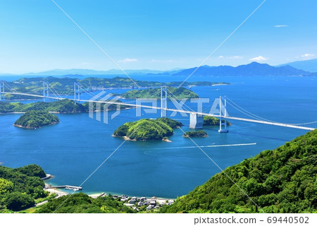 Kurushima Kaikyo Bridge in the morning 69440502