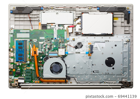 disassembled laptop, isolated on white disassembled laptop, isolated on white 69441139