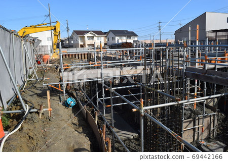 Foundation construction site under construction Foundation construction site under construction 69442166