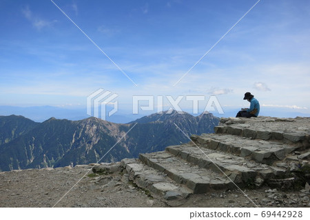 Ushirotateyama mountain range seen from the top of Tateyama Ushirotateyama mountain range seen from the top of Tateyama 69442928